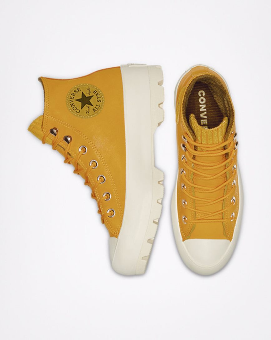 Zapatillas Altas Converse Chuck Taylor All Star GORE-TEX Lugged Waterproof Cuero Mujer Doradas Verde Oliva | PE 2048P7